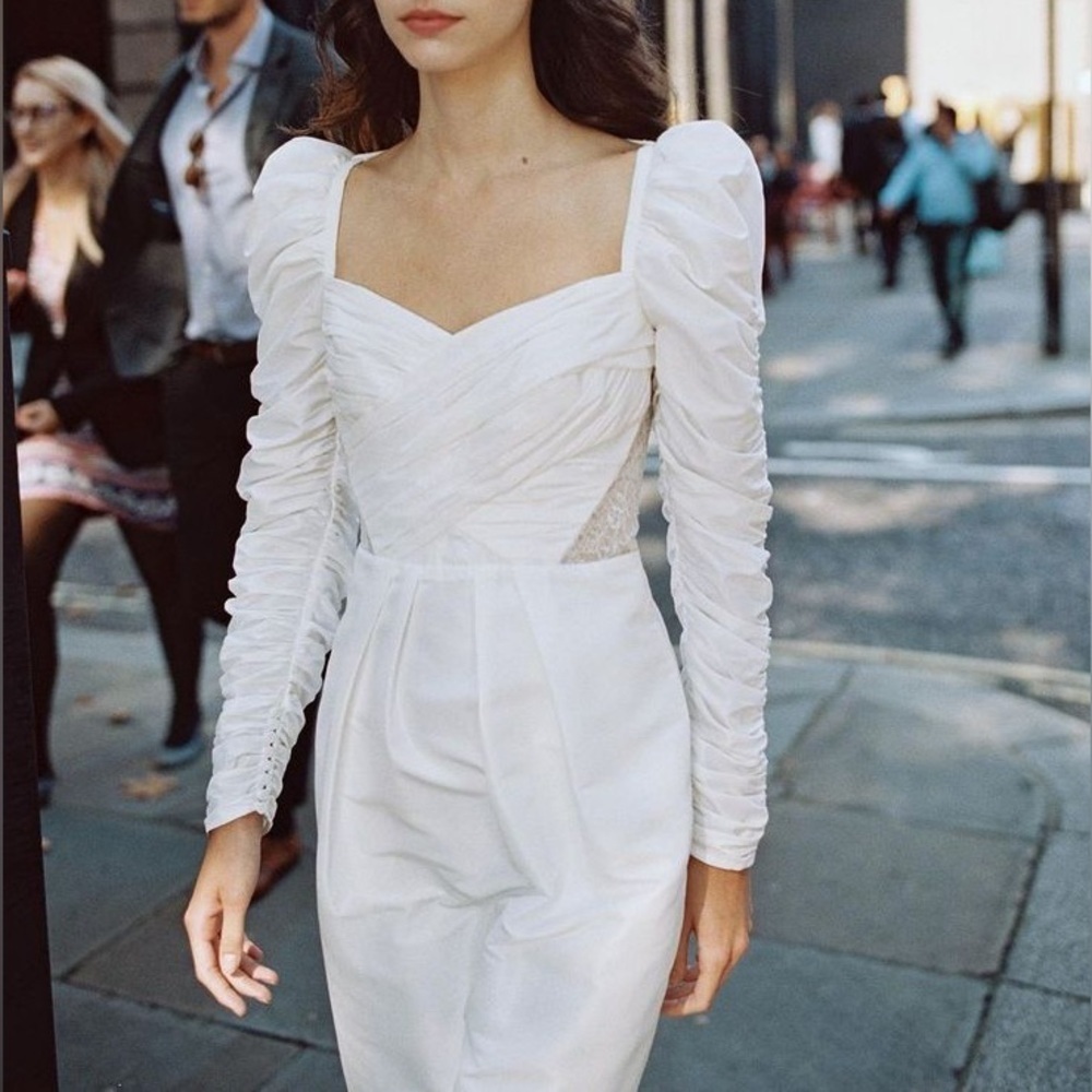Self-Portrait White Long Sleeve Dress